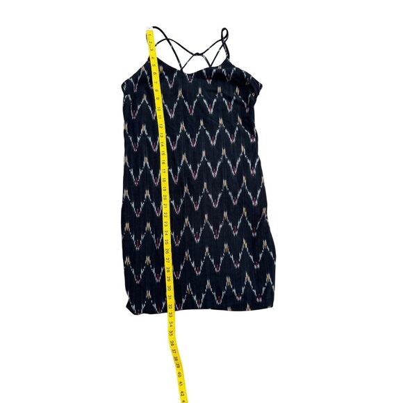 Loft Petite 6P Black & Multicolor Ikat Pattern Sleeveless Dress With Crisscross - Picture 6 of 8